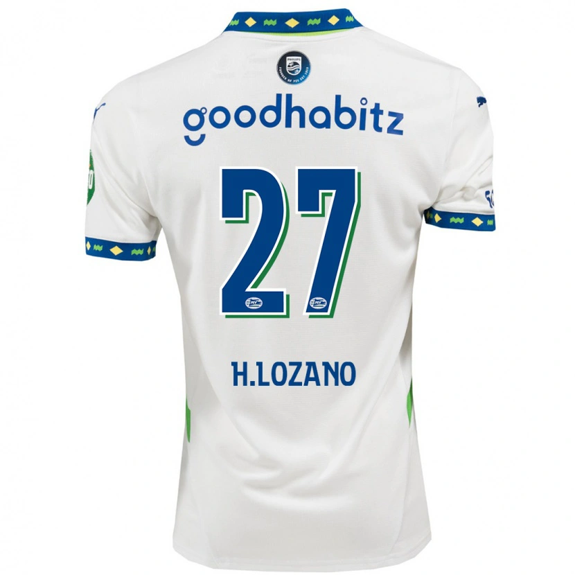 Danxen Niño Camiseta Hirving Lozano #27 Blanco Azul Oscuro Equipación Tercera 2024/25 La Camisa