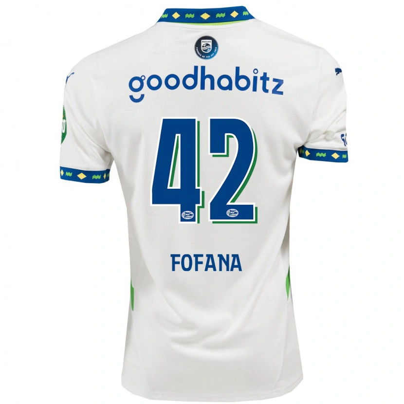 Danxen Niño Camiseta Fodé Fofana #42 Blanco Azul Oscuro Equipación Tercera 2024/25 La Camisa