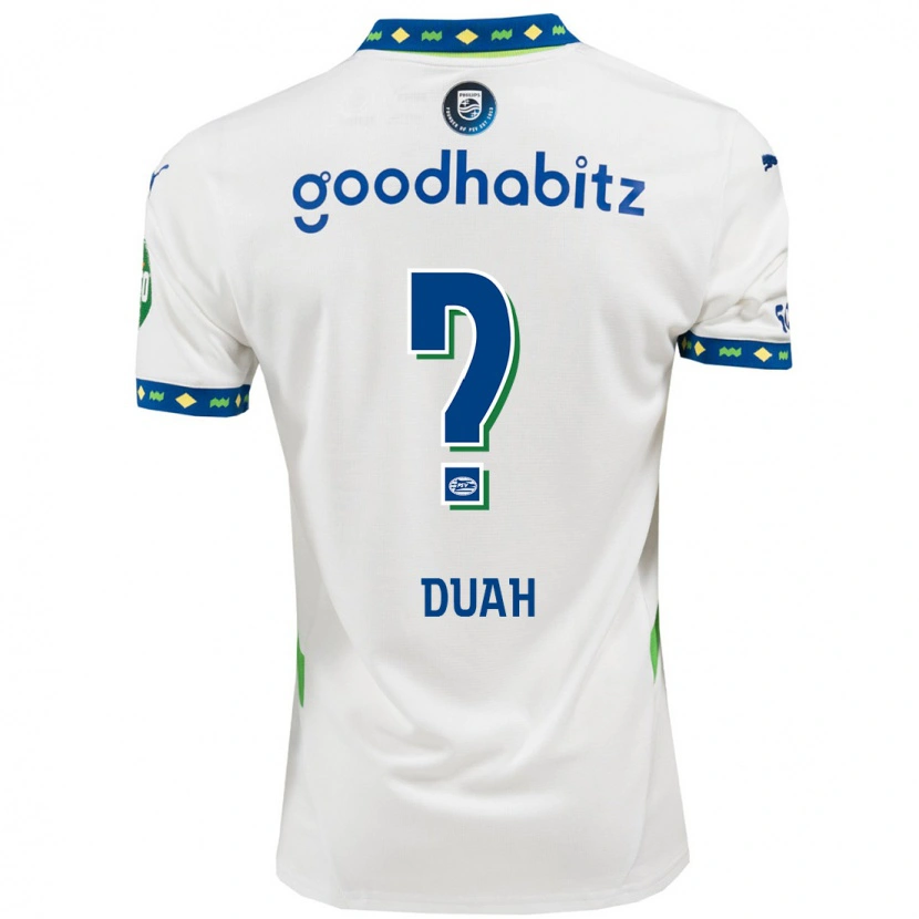 Danxen Niño Camiseta King Duah #0 Blanco Azul Oscuro Equipación Tercera 2024/25 La Camisa