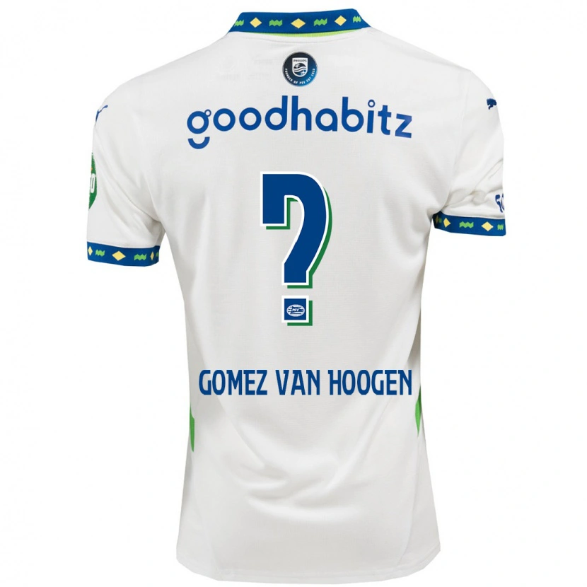 Danxen Niño Camiseta Samuel Gomez Van Hoogen #0 Blanco Azul Oscuro Equipación Tercera 2024/25 La Camisa