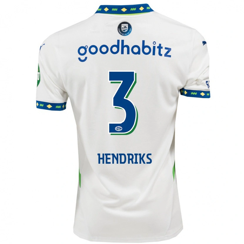 Danxen Niño Camiseta Gwyneth Hendriks #3 Blanco Azul Oscuro Equipación Tercera 2024/25 La Camisa