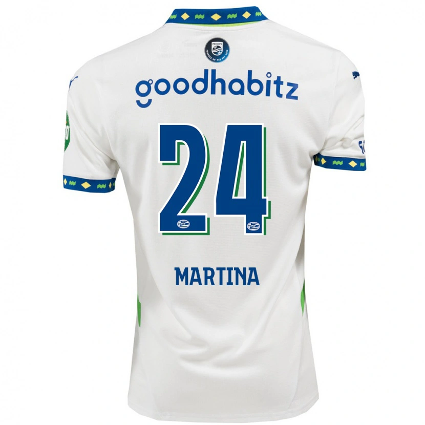 Danxen Niño Camiseta Shijona Martina #24 Blanco Azul Oscuro Equipación Tercera 2024/25 La Camisa