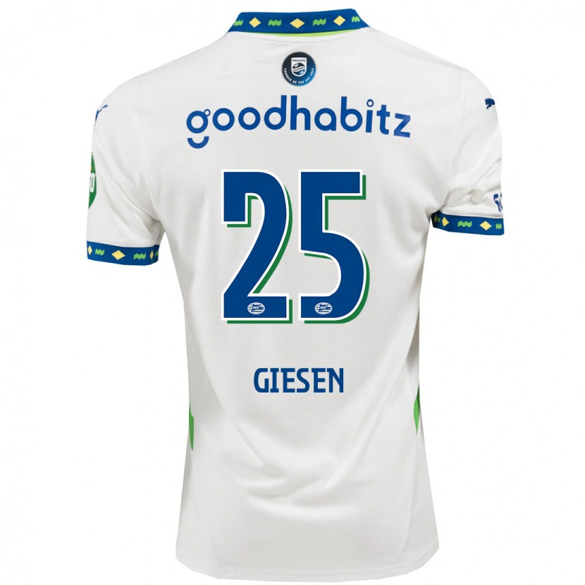 Danxen Niño Camiseta Suzanne Giesen #25 Blanco Azul Oscuro Equipación Tercera 2024/25 La Camisa