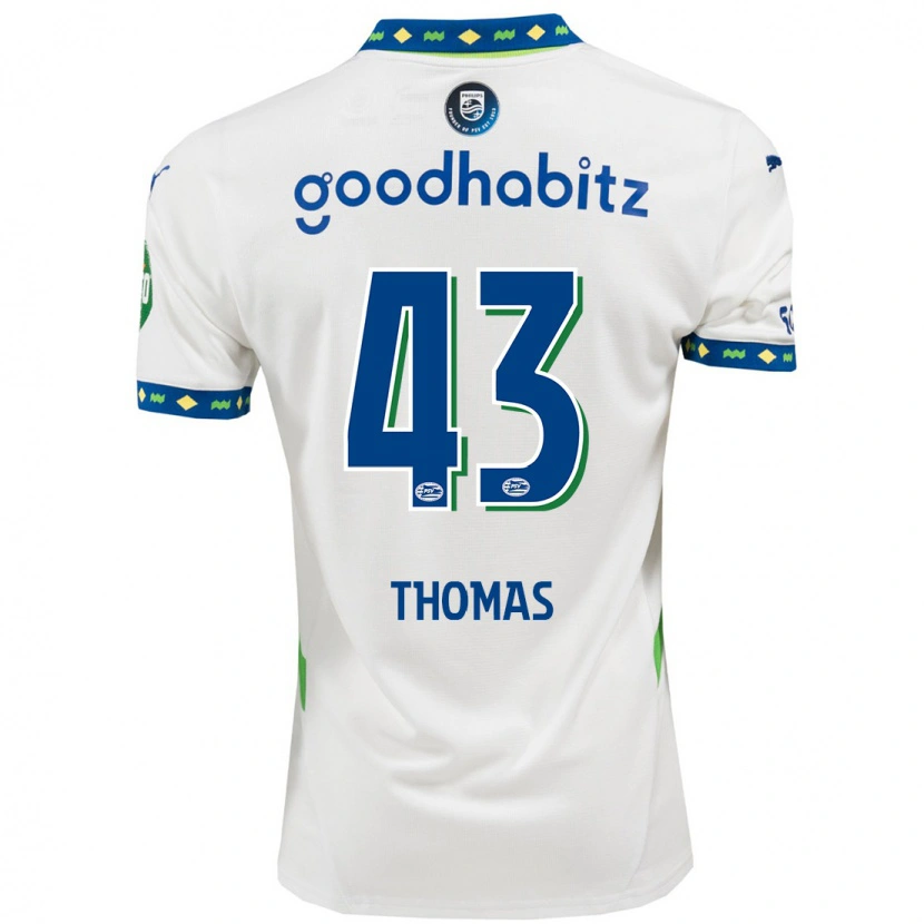 Danxen Niño Camiseta Kealyn Thomas #43 Blanco Azul Oscuro Equipación Tercera 2024/25 La Camisa