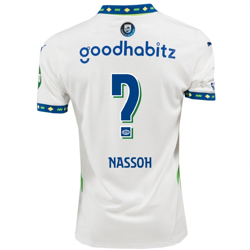 Danxen Niño Camiseta Mohamed Nassoh #0 Blanco Azul Oscuro Equipación Tercera 2024/25 La Camisa