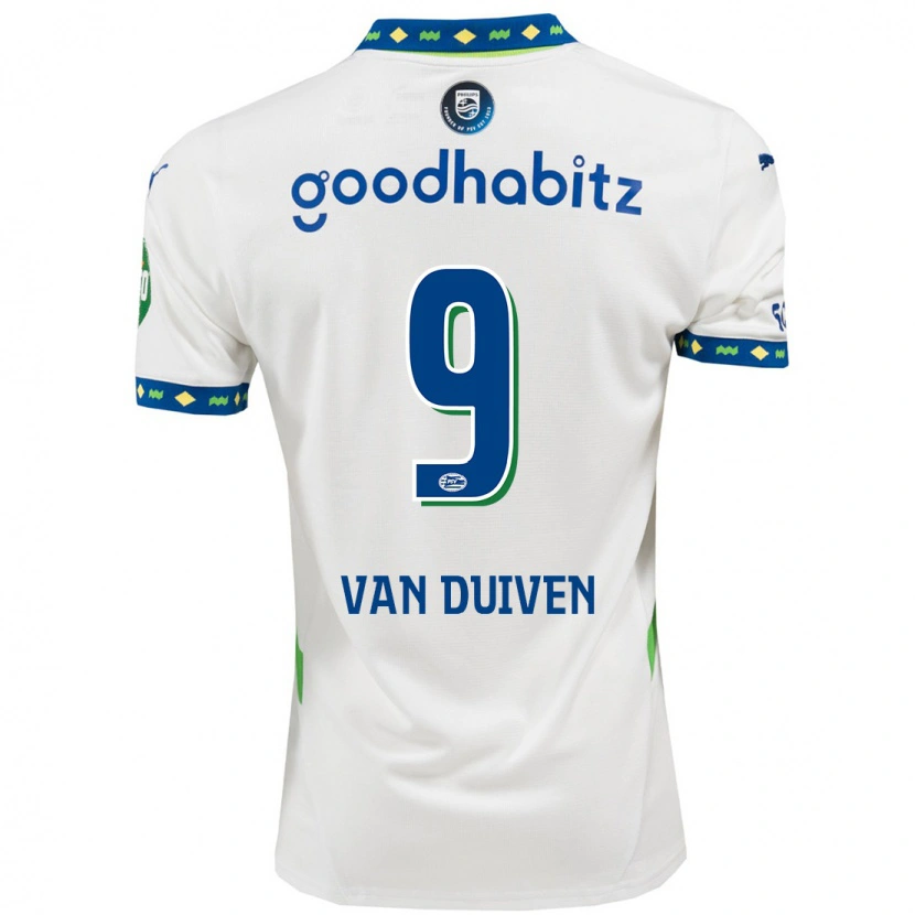 Danxen Niño Camiseta Jason Van Duiven #9 Blanco Azul Oscuro Equipación Tercera 2024/25 La Camisa