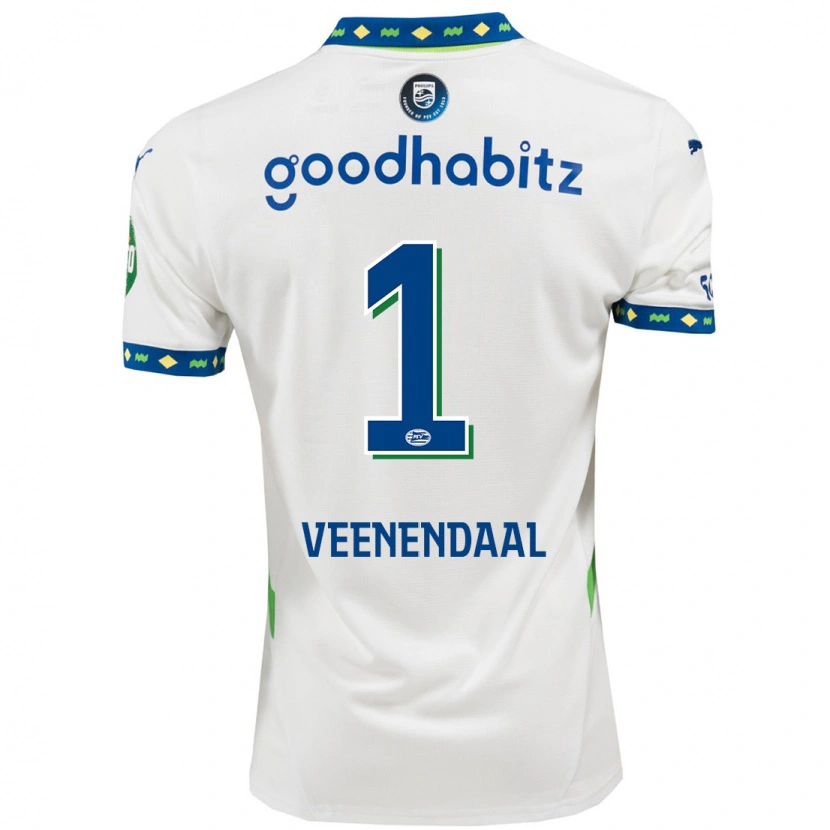 Danxen Niño Camiseta Sari Van Veenendaal #1 Blanco Azul Oscuro Equipación Tercera 2024/25 La Camisa