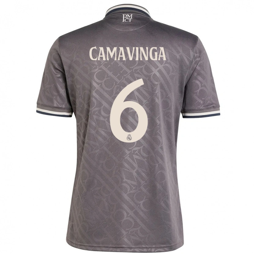 Danxen Niño Camiseta Eduardo Camavinga #6 Carbón Equipación Tercera 2024/25 La Camisa