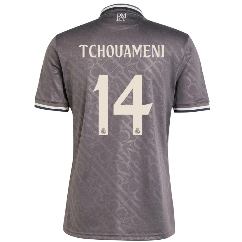 Danxen Niño Camiseta Aurélien Tchouaméni #14 Carbón Equipación Tercera 2024/25 La Camisa