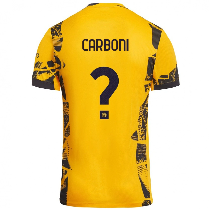 Danxen Niño Camiseta Franco Carboni #0 Dorado Negro Equipación Tercera 2024/25 La Camisa