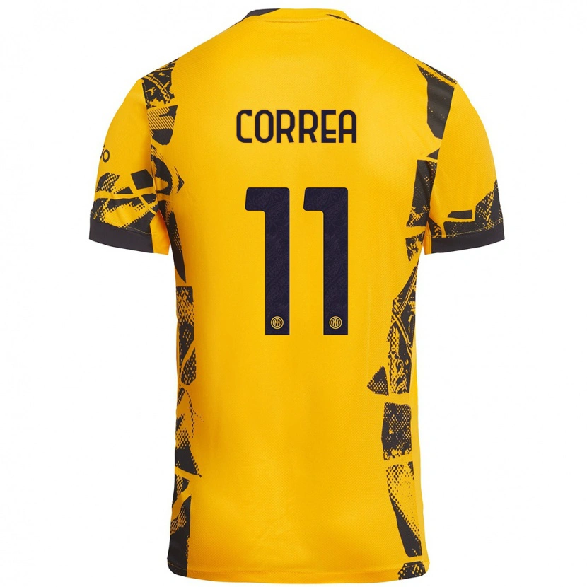 Danxen Niño Camiseta Joaquín Correa #11 Dorado Negro Equipación Tercera 2024/25 La Camisa