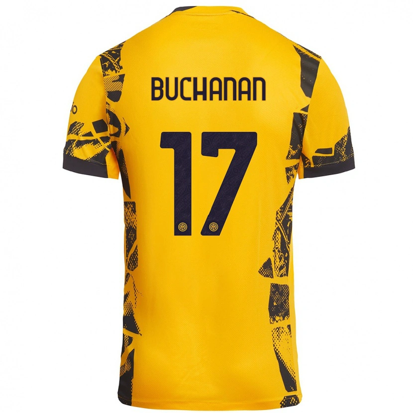 Danxen Niño Camiseta Tajon Buchanan #17 Dorado Negro Equipación Tercera 2024/25 La Camisa