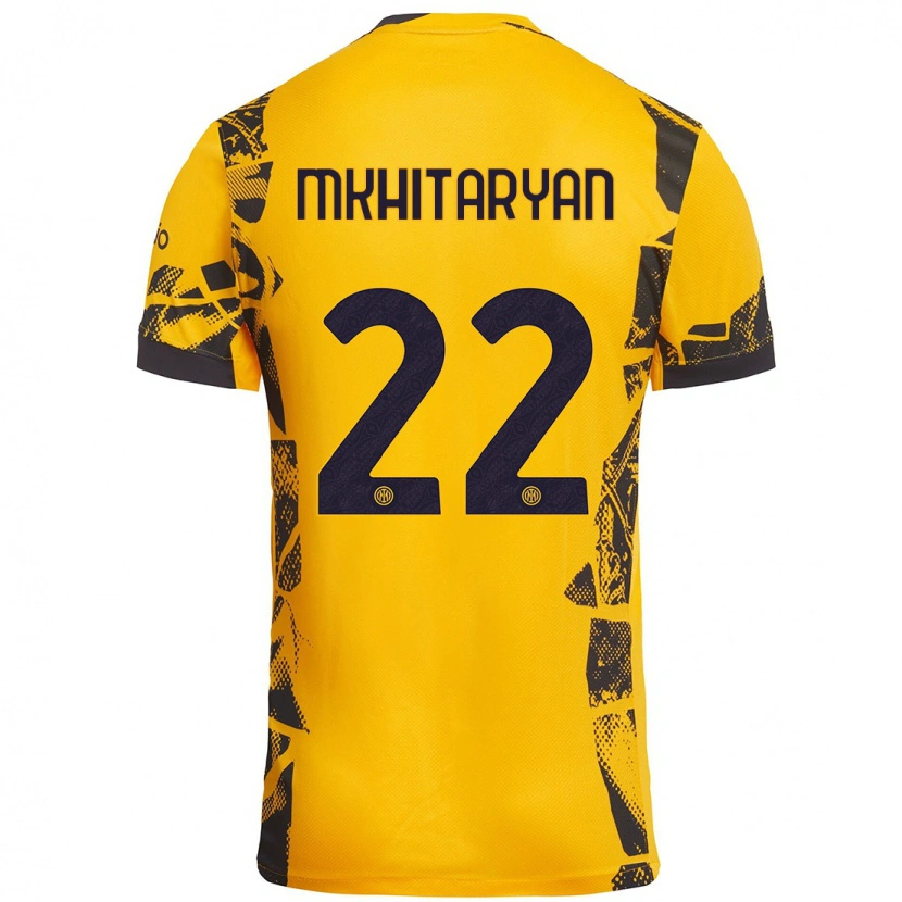 Danxen Niño Camiseta Henrikh Mkhitaryan #22 Dorado Negro Equipación Tercera 2024/25 La Camisa