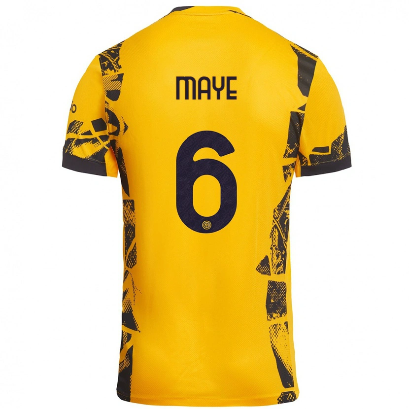 Danxen Niño Camiseta Yvan Maye #6 Dorado Negro Equipación Tercera 2024/25 La Camisa