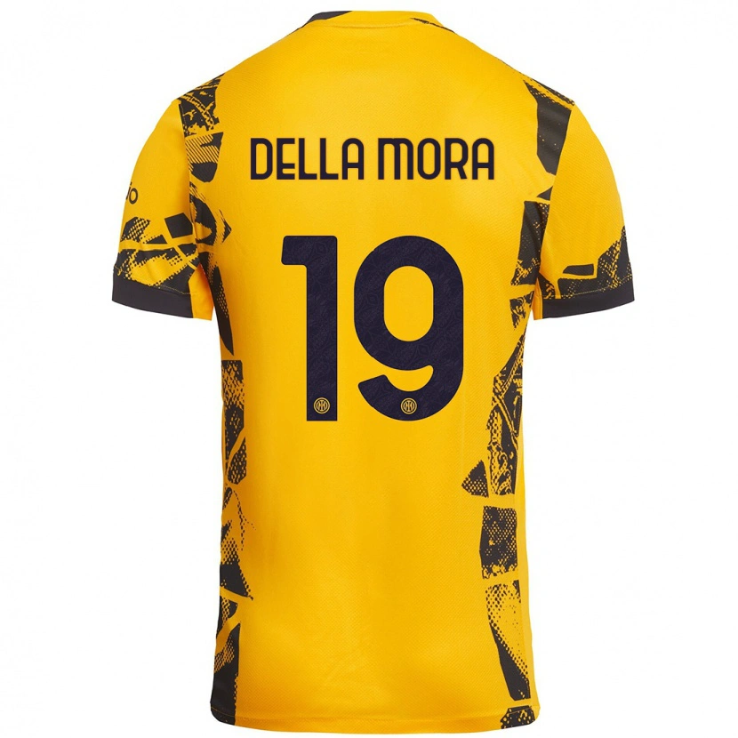 Danxen Niño Camiseta Tommaso Della Mora #19 Dorado Negro Equipación Tercera 2024/25 La Camisa