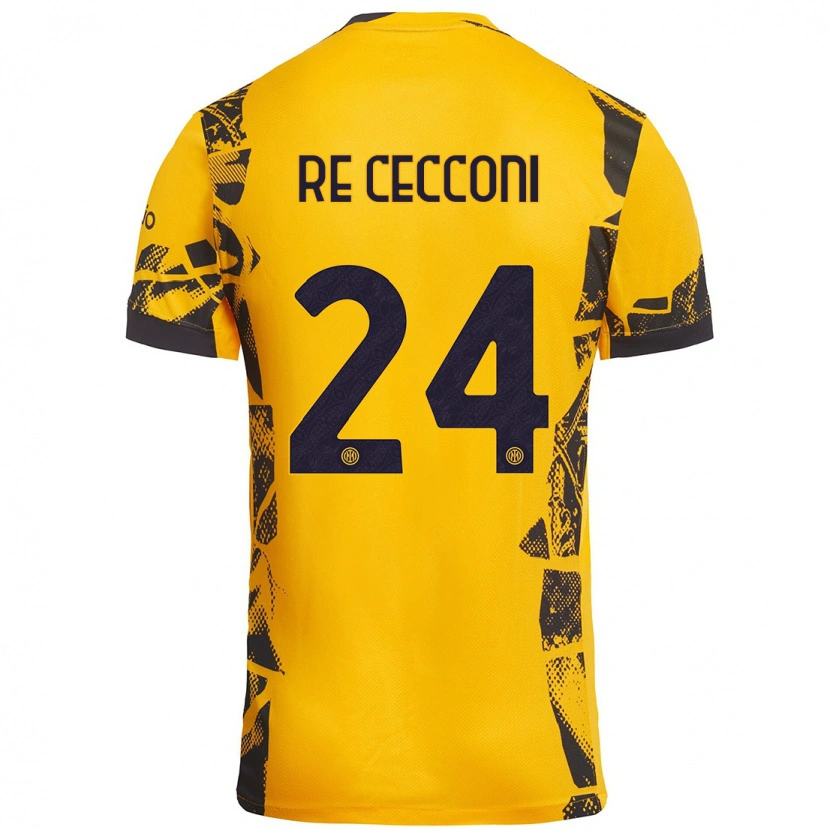 Danxen Niño Camiseta Gabriele Re Cecconi #24 Dorado Negro Equipación Tercera 2024/25 La Camisa