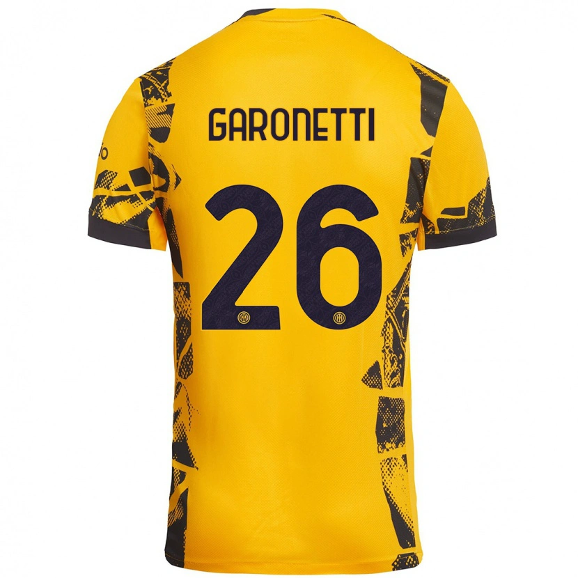 Danxen Niño Camiseta Gabriele Garonetti #26 Dorado Negro Equipación Tercera 2024/25 La Camisa