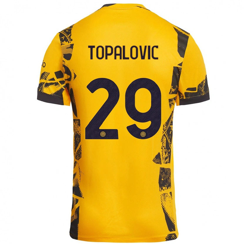 Danxen Niño Camiseta Luka Topalovic #29 Dorado Negro Equipación Tercera 2024/25 La Camisa