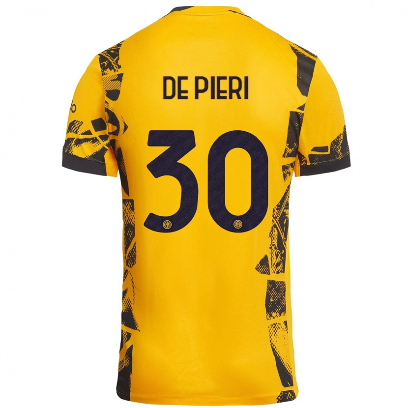 Danxen Niño Camiseta Giacomo De Pieri #30 Dorado Negro Equipación Tercera 2024/25 La Camisa