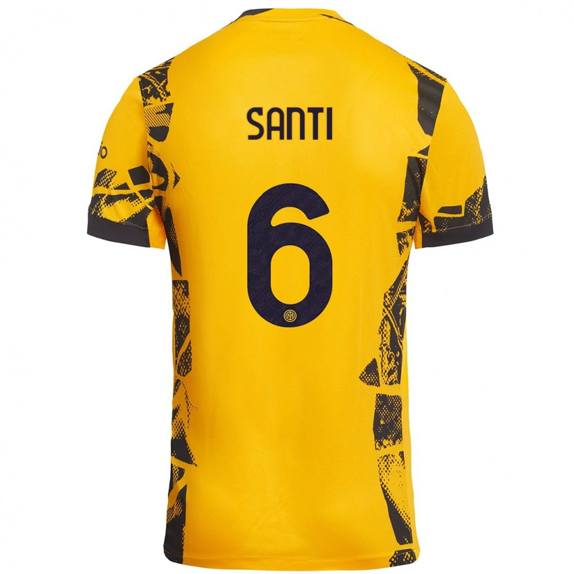 Danxen Niño Camiseta Irene Santi #6 Dorado Negro Equipación Tercera 2024/25 La Camisa