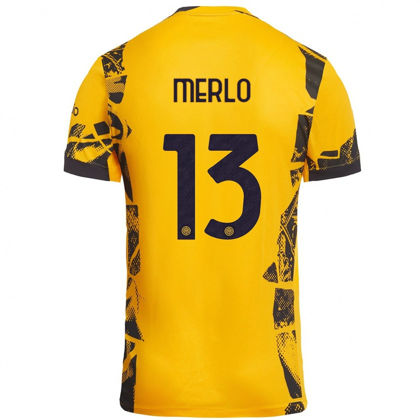 Danxen Niño Camiseta Beatrice Merlo #13 Dorado Negro Equipación Tercera 2024/25 La Camisa