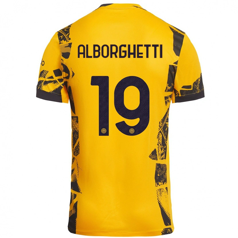 Danxen Niño Camiseta Lisa Alborghetti #19 Dorado Negro Equipación Tercera 2024/25 La Camisa