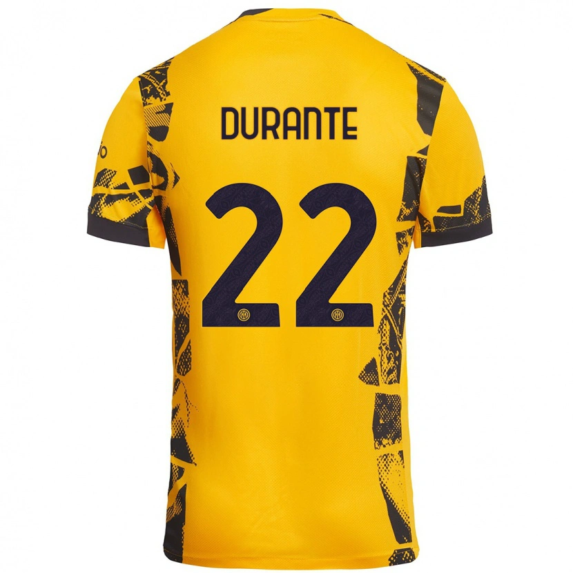 Danxen Niño Camiseta Francesca Durante #22 Dorado Negro Equipación Tercera 2024/25 La Camisa