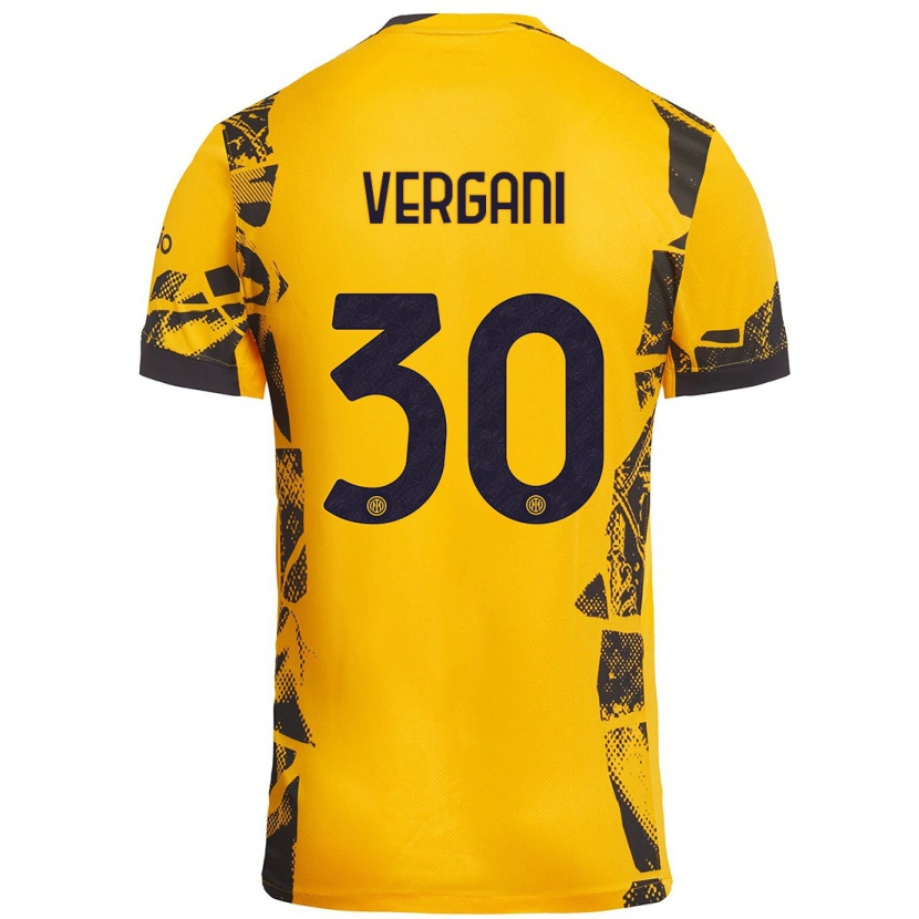 Danxen Niño Camiseta Bianca Vergani #30 Dorado Negro Equipación Tercera 2024/25 La Camisa