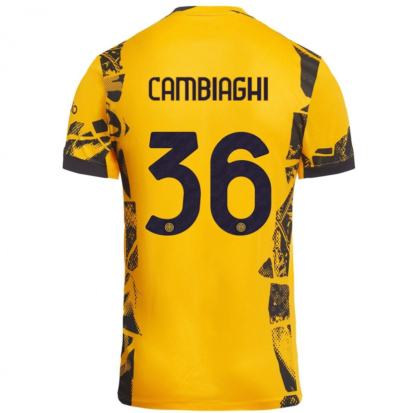 Danxen Niño Camiseta Michela Cambiaghi #36 Dorado Negro Equipación Tercera 2024/25 La Camisa