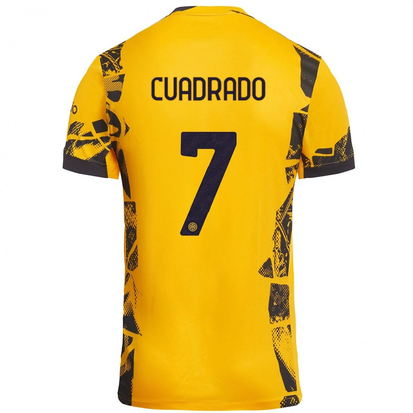 Danxen Niño Camiseta Juan Cuadrado #7 Dorado Negro Equipación Tercera 2024/25 La Camisa