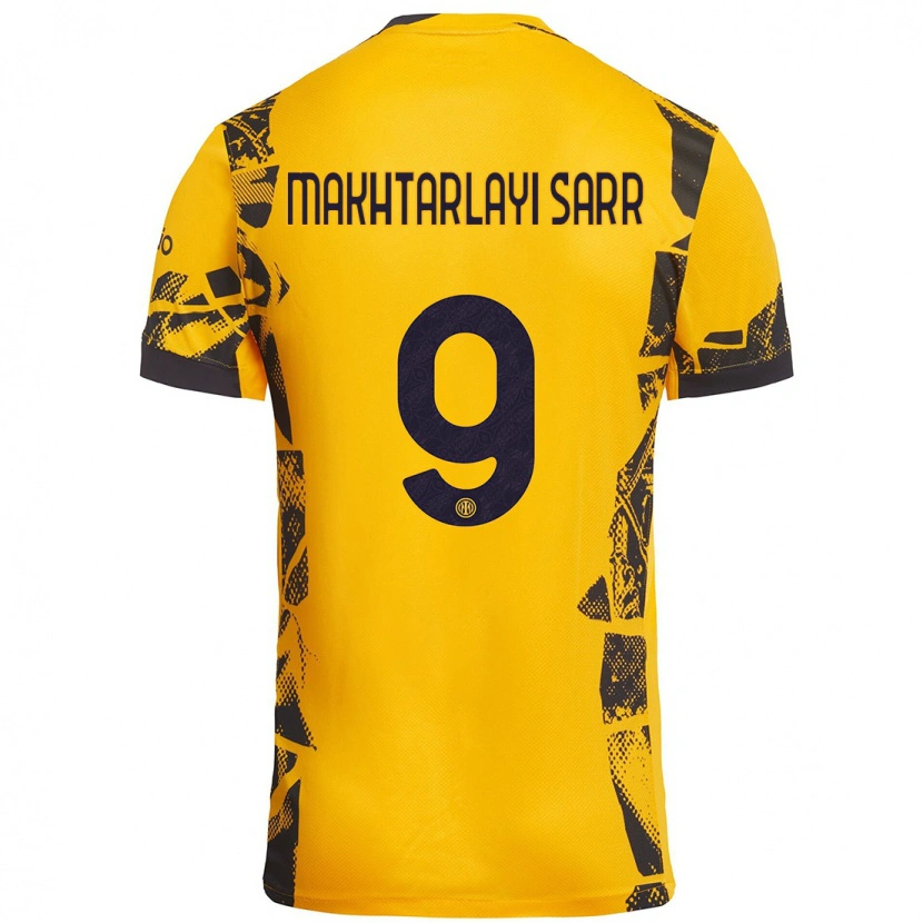 Danxen Niño Camiseta Amadou Makhtarlayi Sarr #9 Dorado Negro Equipación Tercera 2024/25 La Camisa