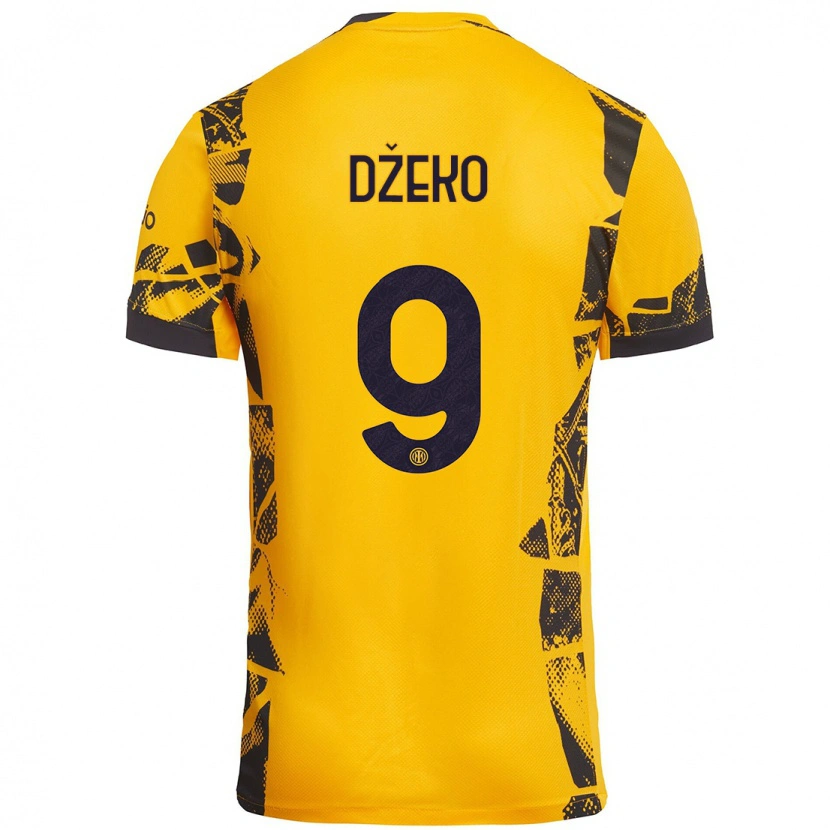 Danxen Niño Camiseta Edin Dzeko #9 Dorado Negro Equipación Tercera 2024/25 La Camisa