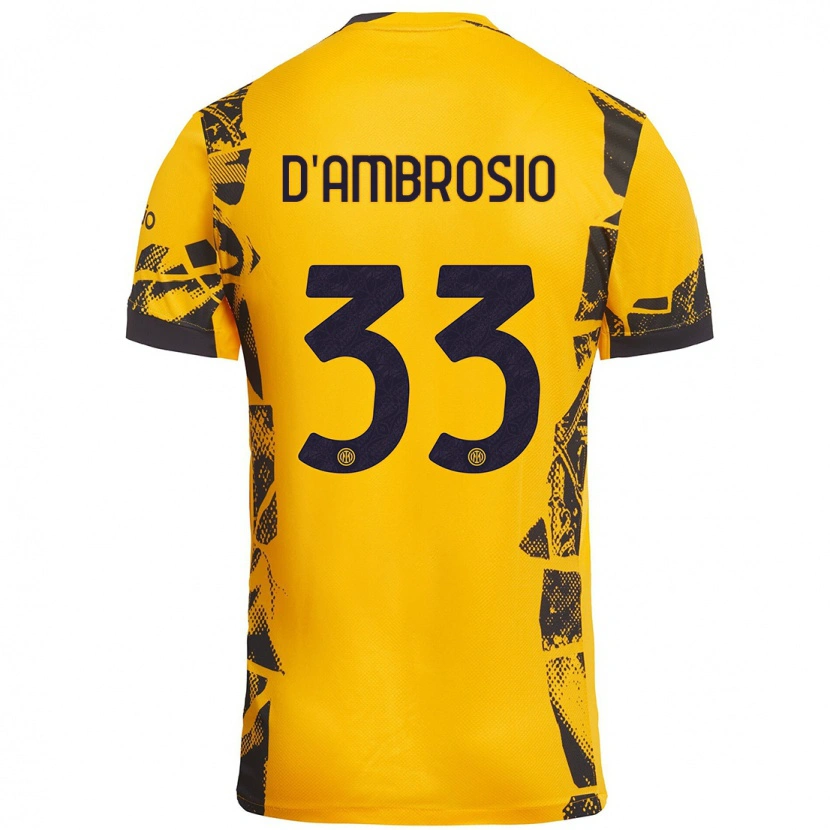 Danxen Niño Camiseta Danilo D'ambrosio #33 Dorado Negro Equipación Tercera 2024/25 La Camisa