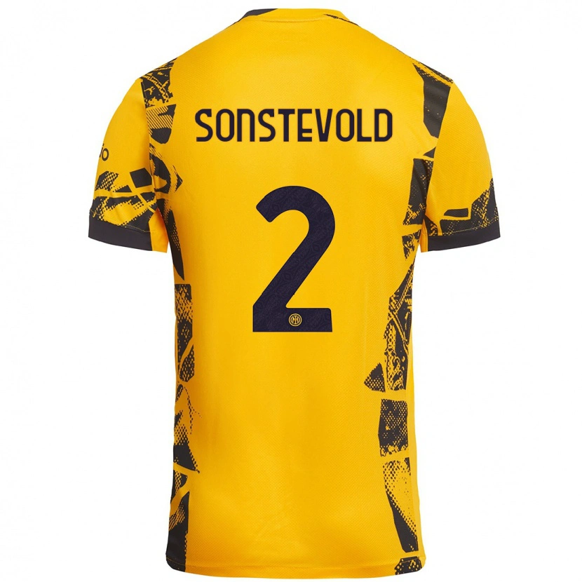 Danxen Niño Camiseta Anja Sonstevold #2 Dorado Negro Equipación Tercera 2024/25 La Camisa