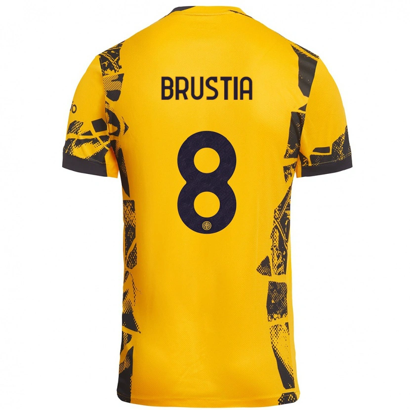 Danxen Niño Camiseta Martina Brustia #8 Dorado Negro Equipación Tercera 2024/25 La Camisa