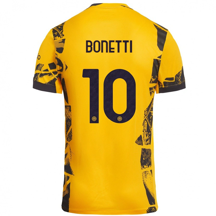 Danxen Niño Camiseta Tatiana Bonetti #10 Dorado Negro Equipación Tercera 2024/25 La Camisa