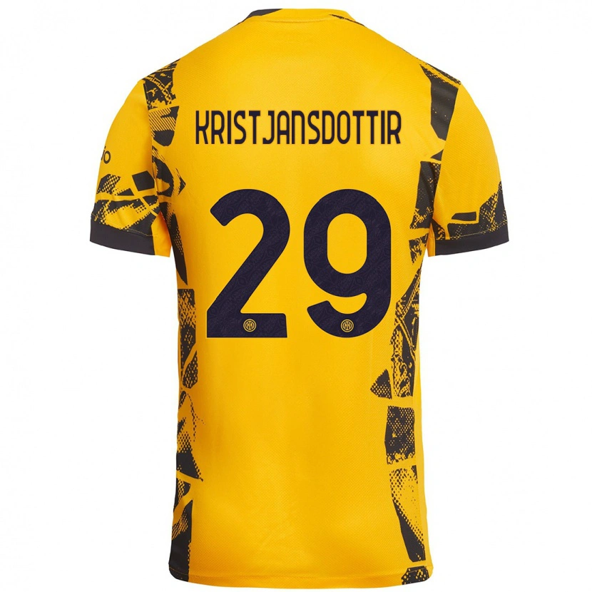 Danxen Niño Camiseta Anna Bjork Kristjansdottir #29 Dorado Negro Equipación Tercera 2024/25 La Camisa