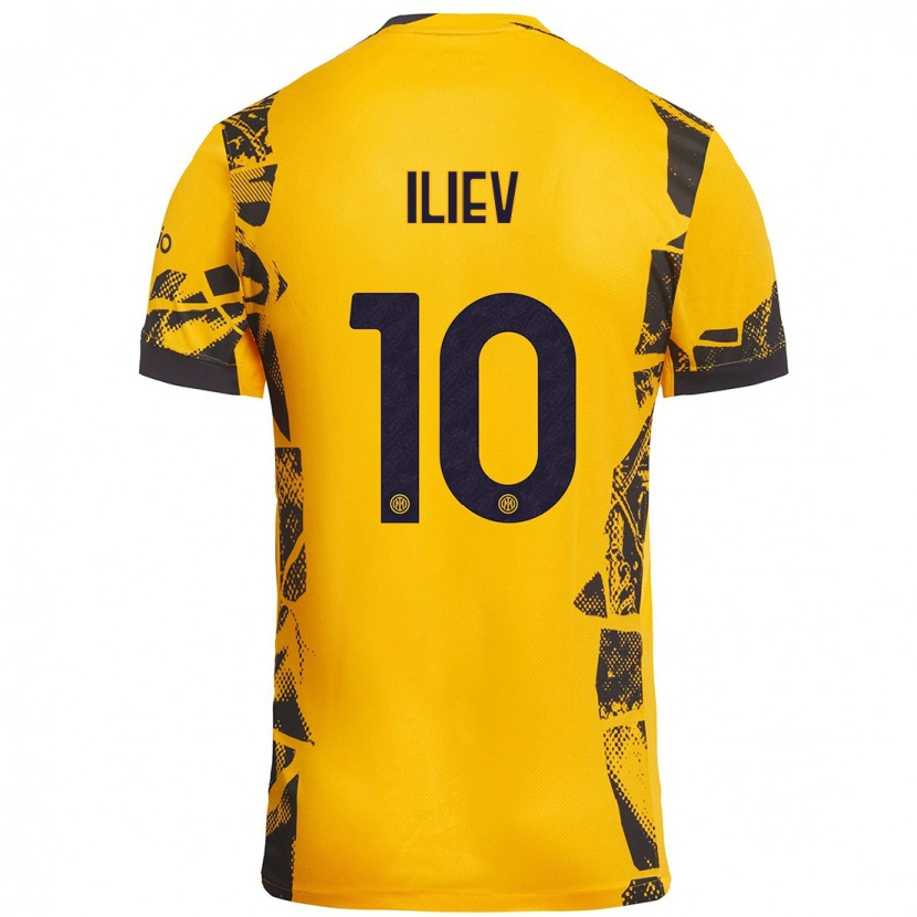 Danxen Niño Camiseta Nikola Iliev #10 Dorado Negro Equipación Tercera 2024/25 La Camisa