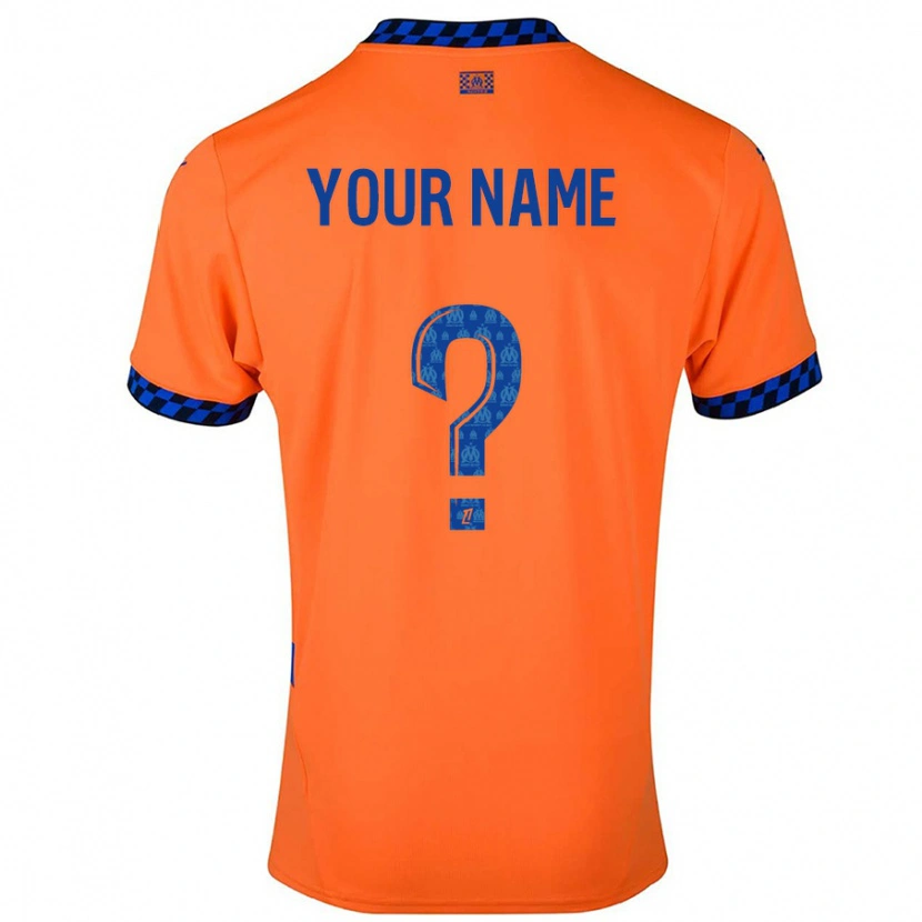 Danxen Niño Camiseta Su Nombre #0 Naranja Azul Oscuro Equipación Tercera 2024/25 La Camisa