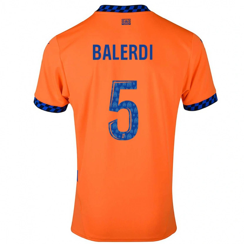 Danxen Niño Camiseta Leonardo Balerdi #5 Naranja Azul Oscuro Equipación Tercera 2024/25 La Camisa