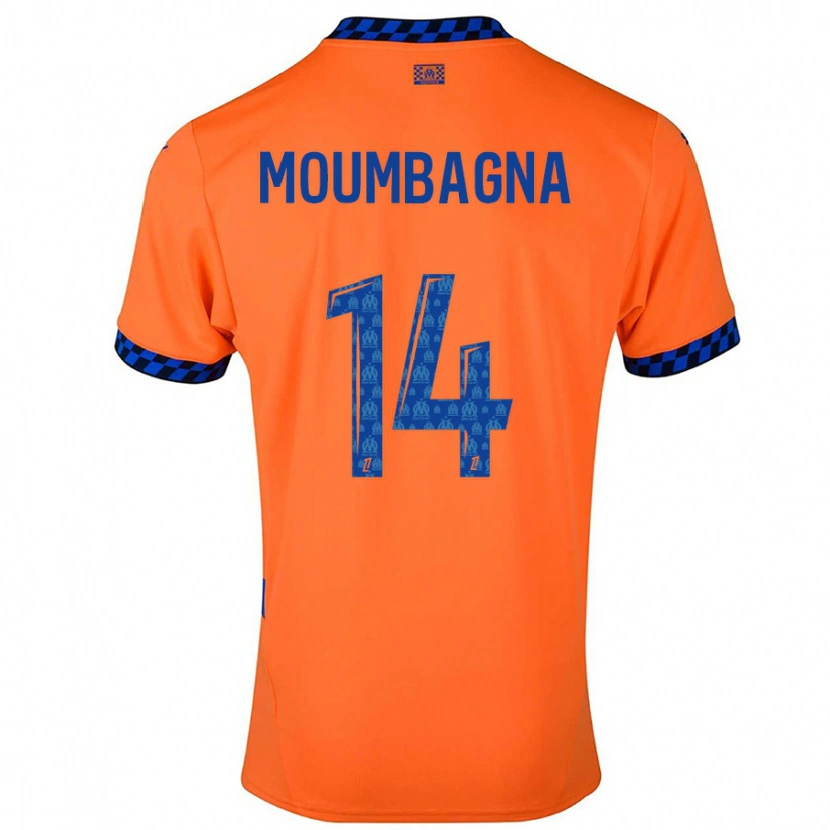 Danxen Niño Camiseta Faris Moumbagna #14 Naranja Azul Oscuro Equipación Tercera 2024/25 La Camisa