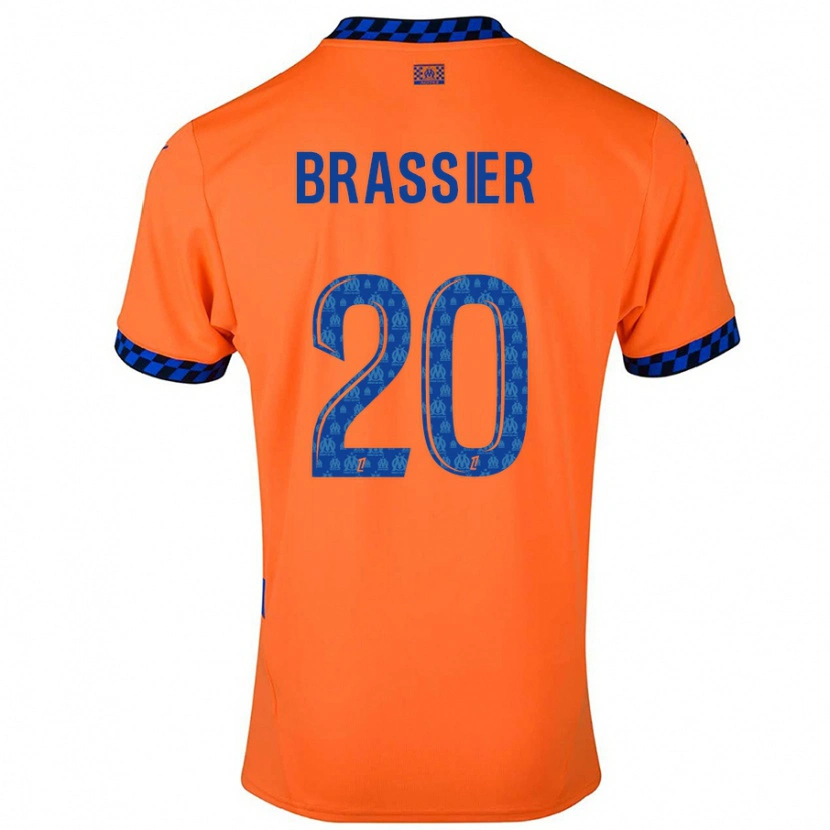 Danxen Niño Camiseta Lilian Brassier #20 Naranja Azul Oscuro Equipación Tercera 2024/25 La Camisa