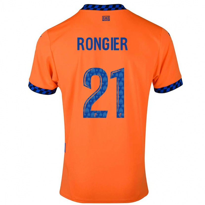 Danxen Niño Camiseta Valentin Rongier #21 Naranja Azul Oscuro Equipación Tercera 2024/25 La Camisa