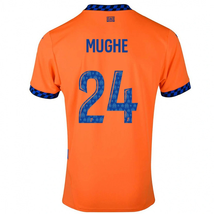 Danxen Niño Camiseta François Mughe #24 Naranja Azul Oscuro Equipación Tercera 2024/25 La Camisa