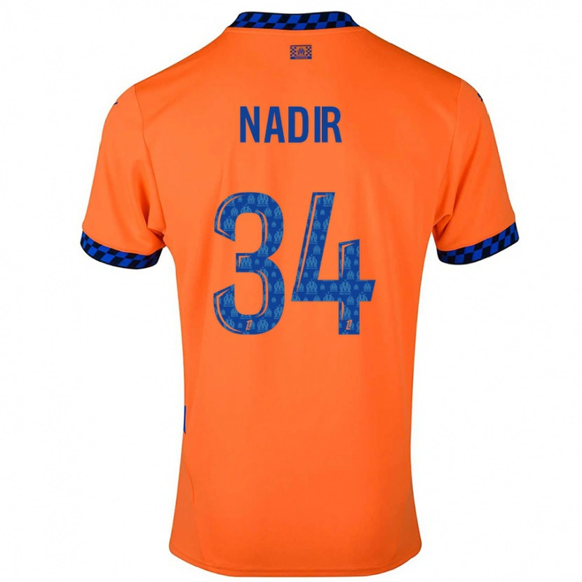 Danxen Niño Camiseta Bilal Nadir #34 Naranja Azul Oscuro Equipación Tercera 2024/25 La Camisa