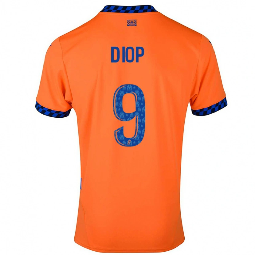 Danxen Niño Camiseta Mama Diop #9 Naranja Azul Oscuro Equipación Tercera 2024/25 La Camisa