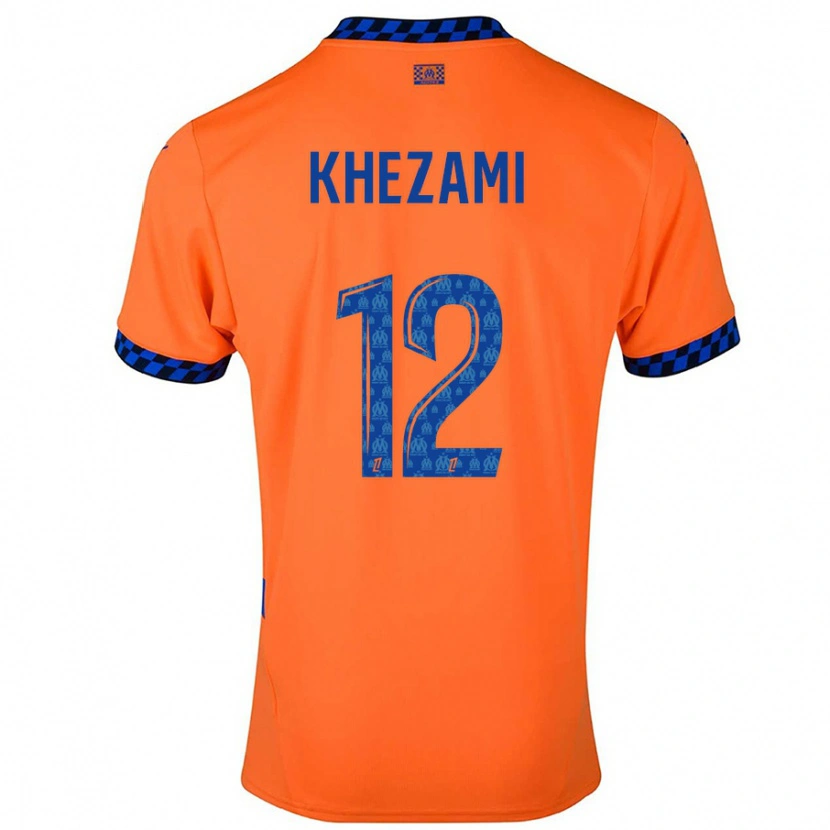 Danxen Niño Camiseta Roselène Khezami #12 Naranja Azul Oscuro Equipación Tercera 2024/25 La Camisa