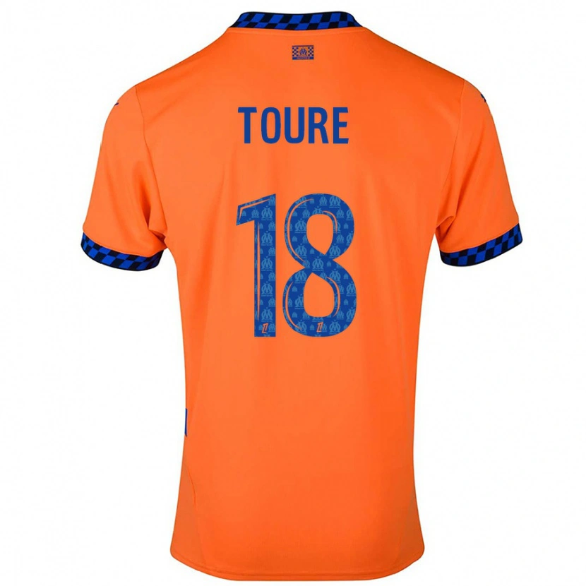 Danxen Niño Camiseta Isaak Toure #18 Naranja Azul Oscuro Equipación Tercera 2024/25 La Camisa