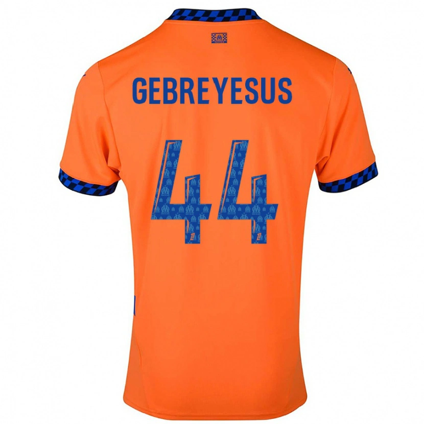 Danxen Niño Camiseta Esey Gebreyesus #44 Naranja Azul Oscuro Equipación Tercera 2024/25 La Camisa