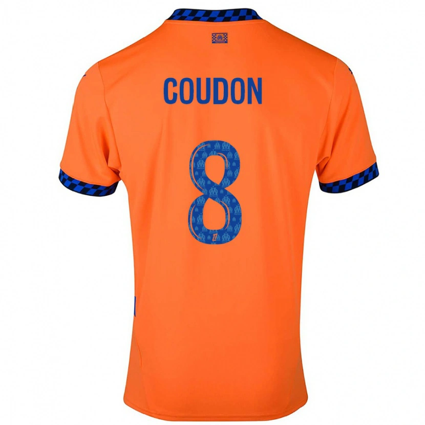 Danxen Niño Camiseta Marine Coudon #8 Naranja Azul Oscuro Equipación Tercera 2024/25 La Camisa